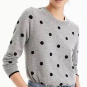J.Crew Everyday Cashmere Polka Dot Knit Pullover Sweater